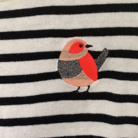 XS striped J Crew sweater with stitched bird - Picture 3 of 3
